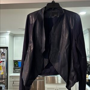 Edyson faux Black&blue draped Leather Jacket size large